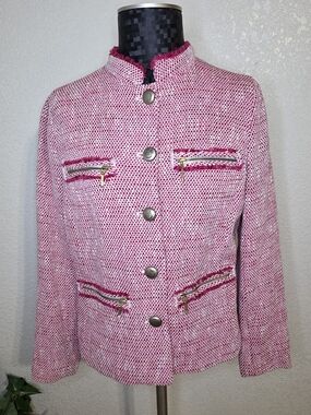 Zara Pink Texture Boucle With Zip-Pocket Jacker